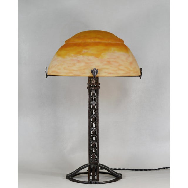 Large French Art Deco Table Lamp by Raymond Subes & Daum 1920s France For Sale - Image 6 of 18
