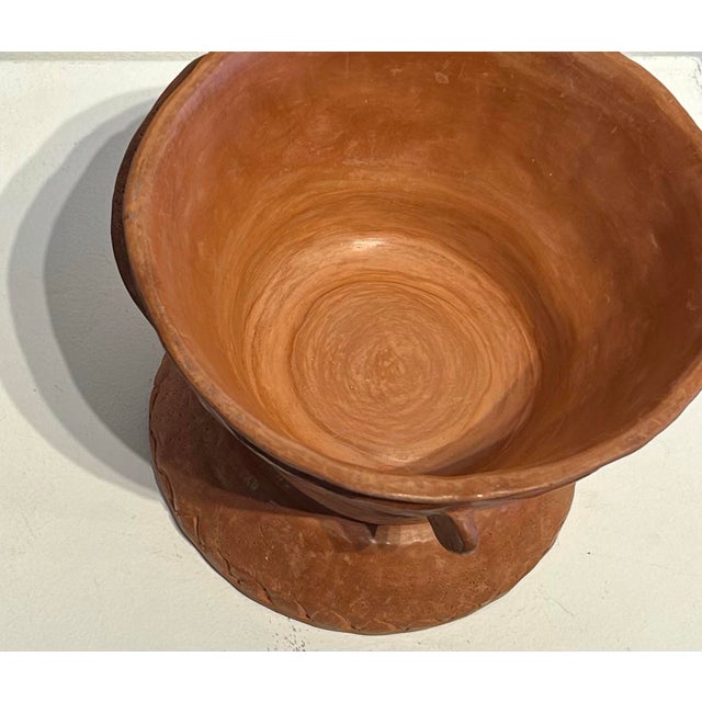 Vintage South American Unglazed Terra Cotta Candle Holder Vase Vessel For Sale - Image 4 of 4