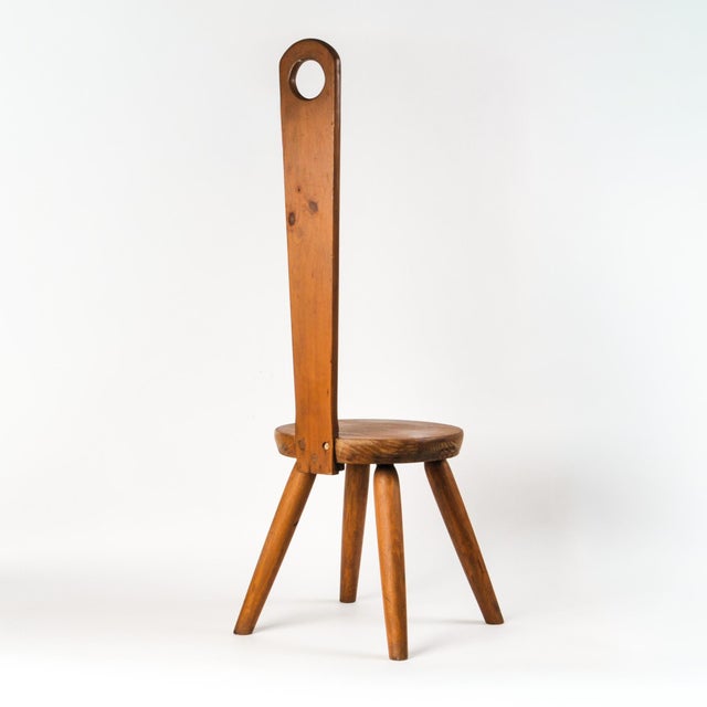 Wood Mid 20th Century Keyhole Chair by William Fetner Signed Pine Tall Back Sculptural Chair For Sale - Image 7 of 14