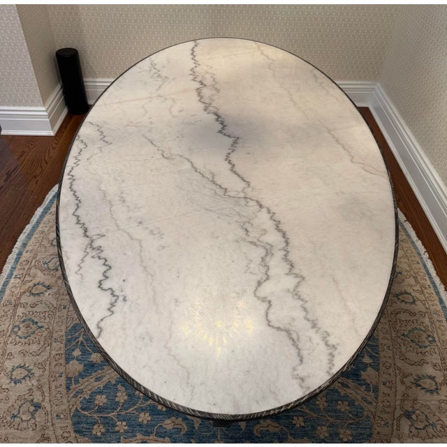 Arhaus Meridian White Marble Top Oval Dining Table For Sale - Image 12 of 12