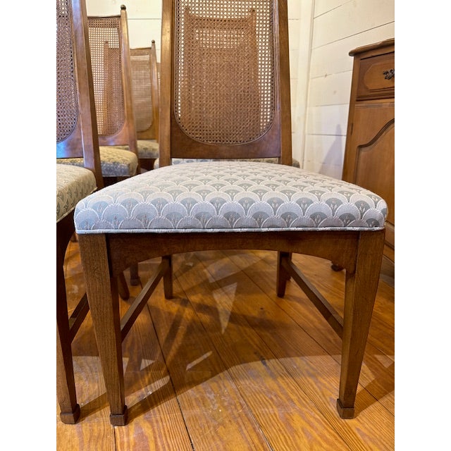 1950s MCM Cane Back Dining Chairs With Upholstered Seats (8) For Sale - Image 14 of 14