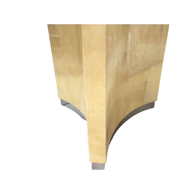 Karl Springer Goatskin Bullnose Dining Table With Chrome, 1970 For Sale - Image 4 of 8