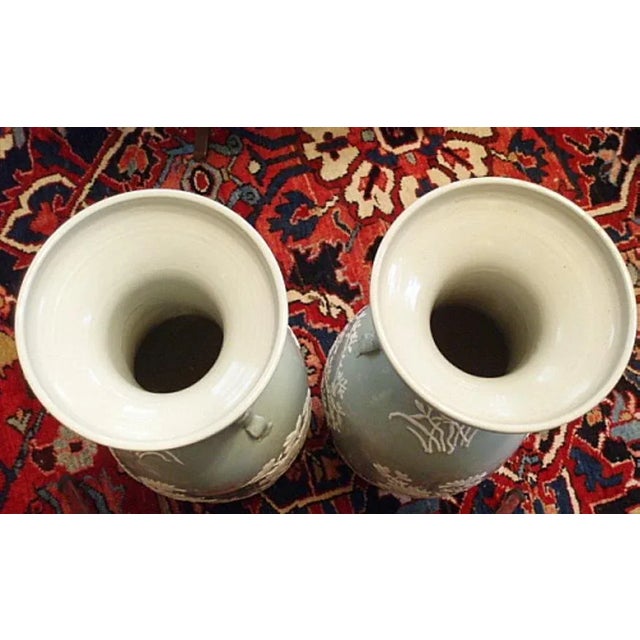 Late 19th C Chinese Celadon and White Floor Vases - a Pair For Sale - Image 11 of 13