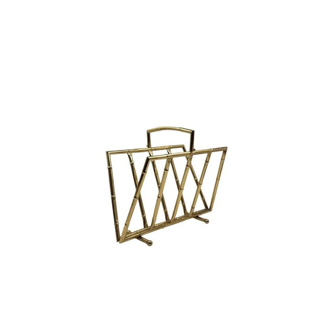 Hollywood Regency Bamboo-Effect Brass Magazine Rack from Montagnani, Italy 1970s For Sale - Image 13 of 13