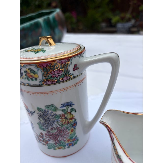 Vintage Zhongguo Zhi Zao Famille Rose Porcelain Coffee Service Set - Set of 3 For Sale In San Francisco - Image 6 of 12