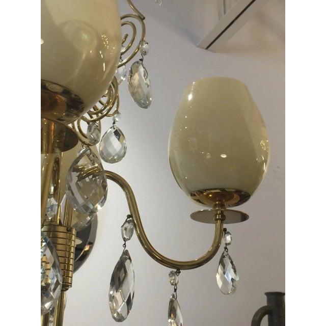 Metal Almari Mauri for Idman Brass and Glass Chandelier For Sale - Image 7 of 10
