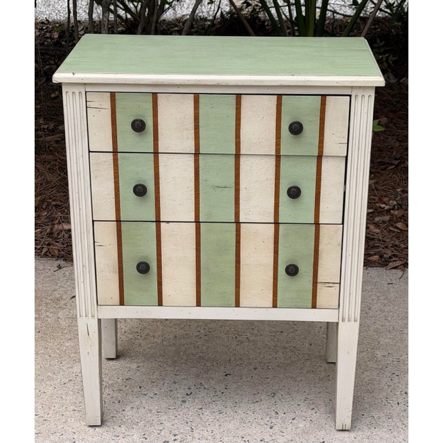 Green Small Green Stripe 3 Drawer Chest For Sale - Image 8 of 10