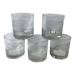 Vintage Etched San Francisco Trolley Car Scotch/Whiskey Gasses-Set of 5