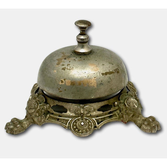 Silver Big Unusual Antique American Victorian Cast Bronze & Brass Front Desk Bell With Patent Dates 1856 to 1874 For Sale - Image 8 of 12