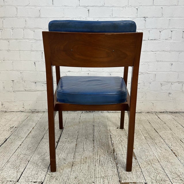 Blue Leather Dunbar Chair For Sale In Cleveland - Image 6 of 11