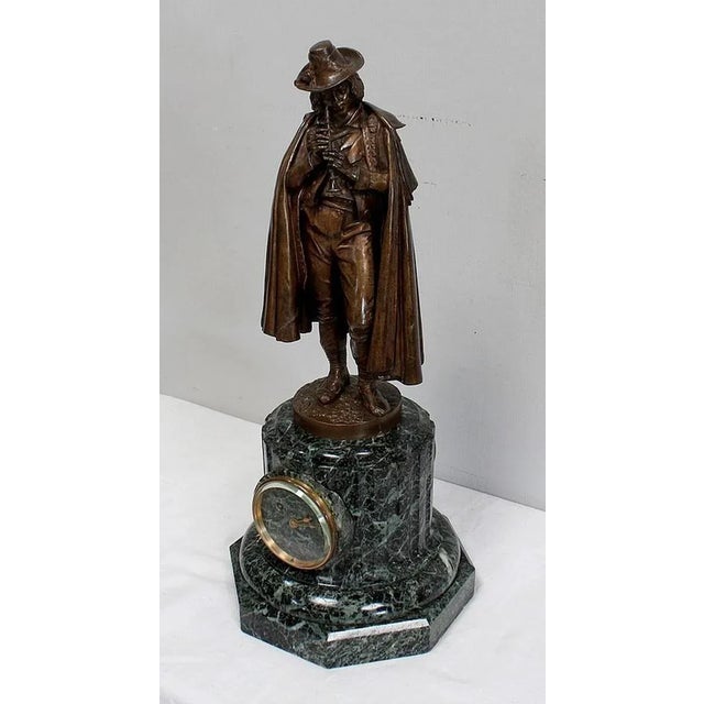 Bronze and Marble Flute Player Clock by C. A. Calmels, Late 1800s For Sale - Image 3 of 18