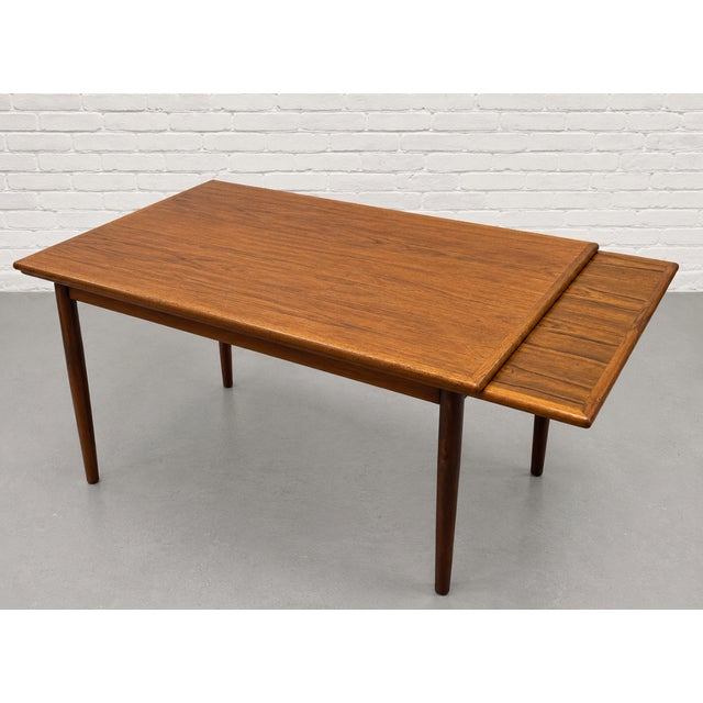 Brown Danish Mid Century Modern Teak Dining Table | Expandable Hidden Leaves, C. 1960’s For Sale - Image 8 of 10