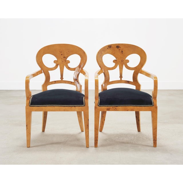 Set of Twelve Viennese Biedermeier Style Burlwood Dining Chairs For Sale - Image 10 of 18