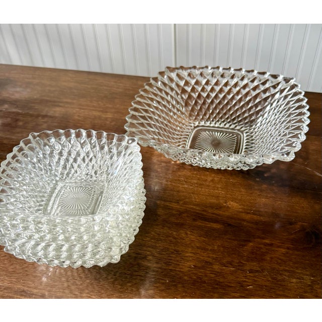 Late 20th Century Indiana Glass Diamond Point Salad Bowl Set - Set of 7 For Sale - Image 12 of 12