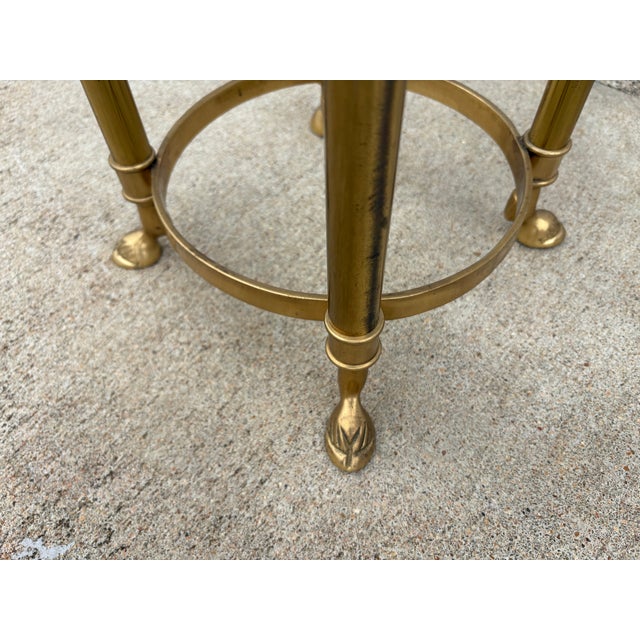 Metal 1970s Brass and Glass Side Table Attributed to La Barge For Sale - Image 7 of 11