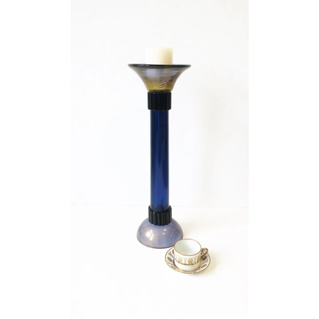 Modern Italian Murano Blue Torchiere Candlestick Holder, Large For Sale In New York - Image 6 of 13