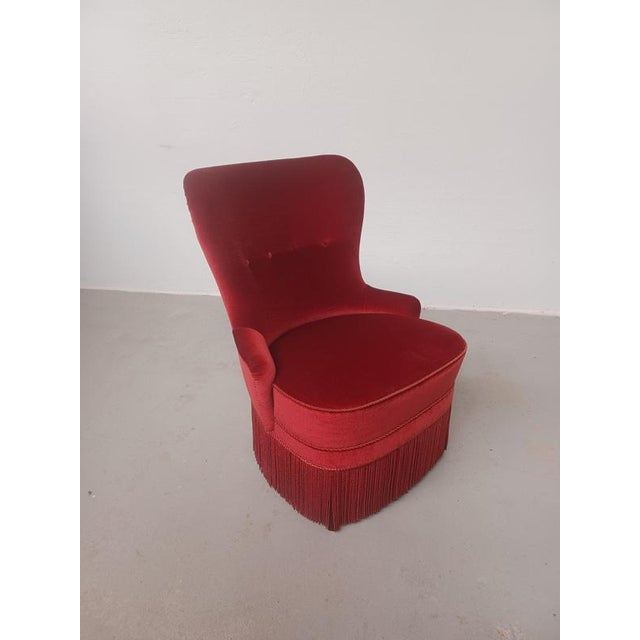 Danish Armchair Reupholstered in Red Velvet, 1900s For Sale - Image 9 of 12
