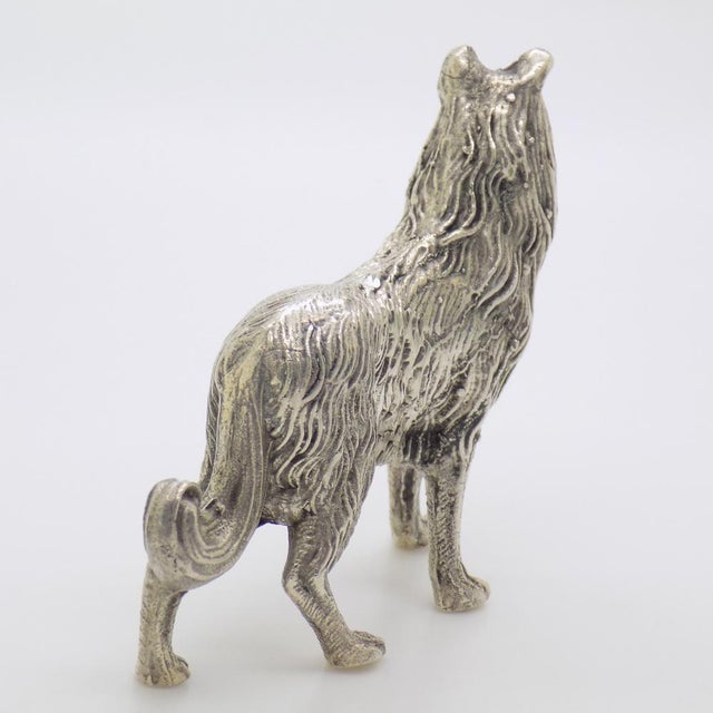 Metal Vintage Italian Handmade Silver Large Collie Dog Figurine, Florence, 1970s For Sale - Image 7 of 13