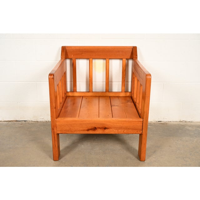 Brown Mid-Century Modern Knotty Pine Lounge Chair With Southwest Upholstery, Circa 1960s For Sale - Image 8 of 14