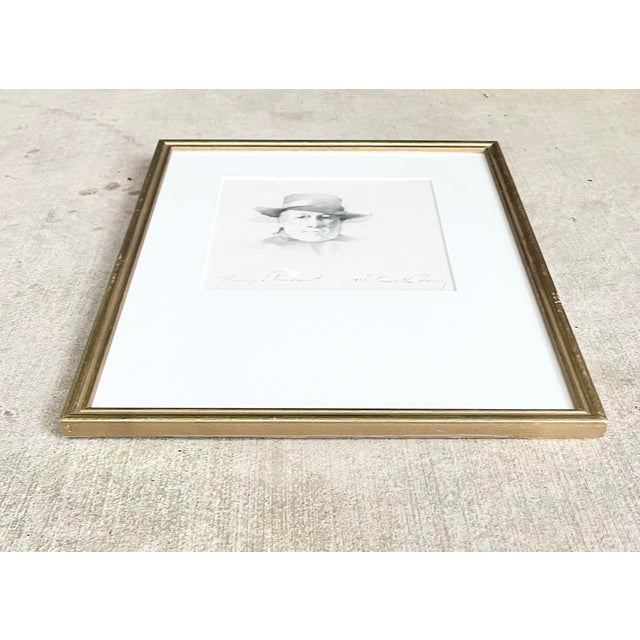 1970s 1977 Priscilla Treacy "Hommage À Rembrandt" Framed Original Pencil Portrait Study For Sale - Image 5 of 7