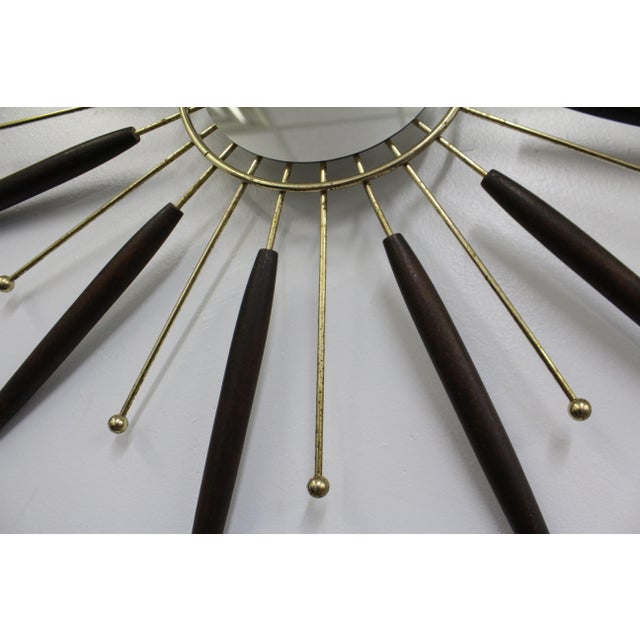 Mid-Century Modern Brass & Walnut Atomic Starburst Wall ... Find great deals on ebay for mid century modern wall mirror.