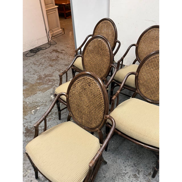 McGuire Furniture Double Cane Oval Back Dining Chairs, Set of Six For Sale - Image 10 of 12