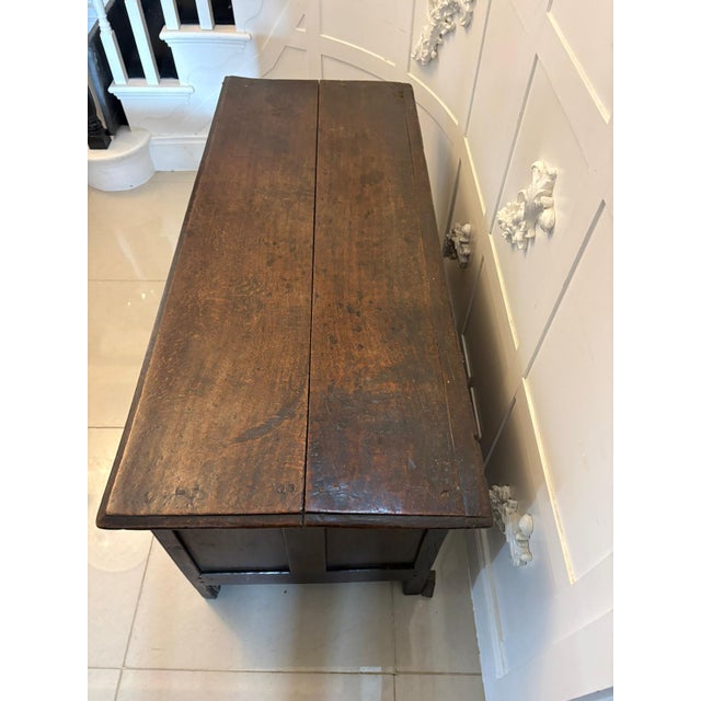 Wood Antique Carved Oak Chest with Original Candle Box, 1680 For Sale - Image 7 of 12