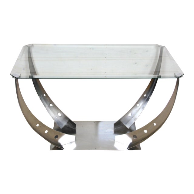 Vintage Unic Chrome Metal Eiffel Tower Style Console Table For Sale