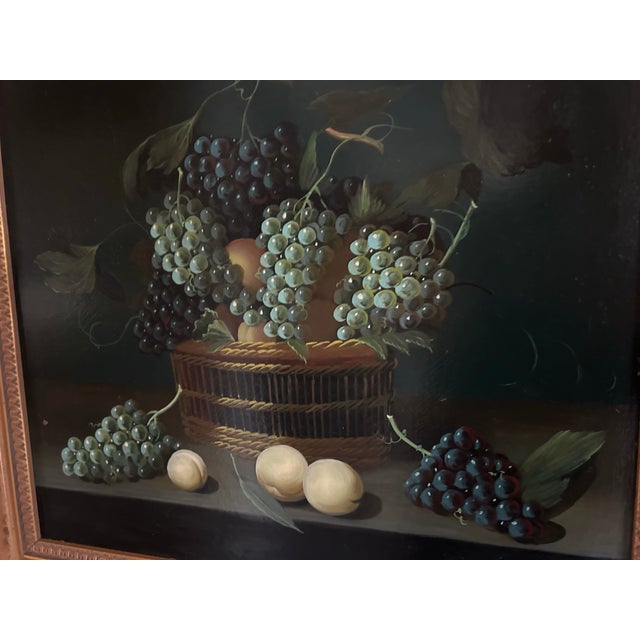 Realism Vintage Realistic Fruit Still Life Oil Painting on Wood Panel in Gold Leaf Frame For Sale - Image 3 of 7