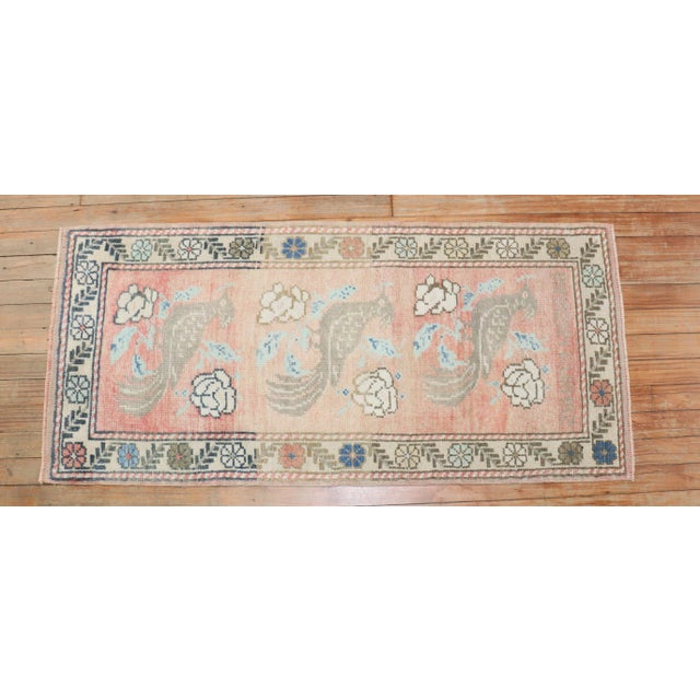 Spanish Vintage Pictorial Pigeon Turkish Rug - 1'11" x 4'1" For Sale - Image 3 of 7