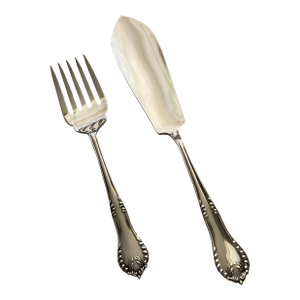 1980s Silver Pair Fish Servers, Fish Serving Fork & Fish Serving Knife, Chesterfield