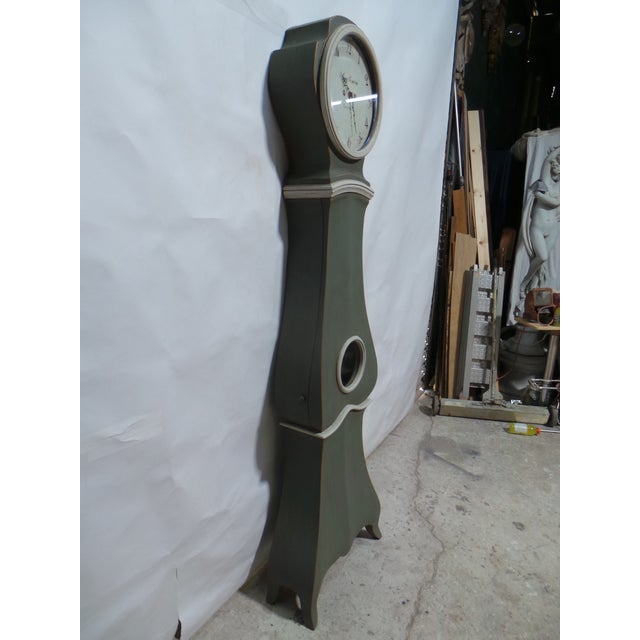 Green Swedish Rococo Style Mora Clock Rare Model For Sale - Image 8 of 10