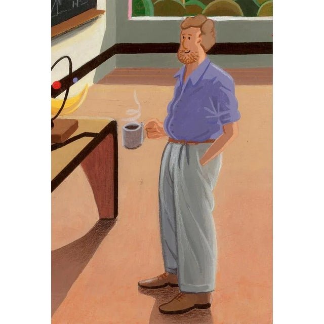 Plastic Nico Pearleyes, Surreal Classroom Scene, 2021, Acrylic Painting on Paper For Sale - Image 7 of 12