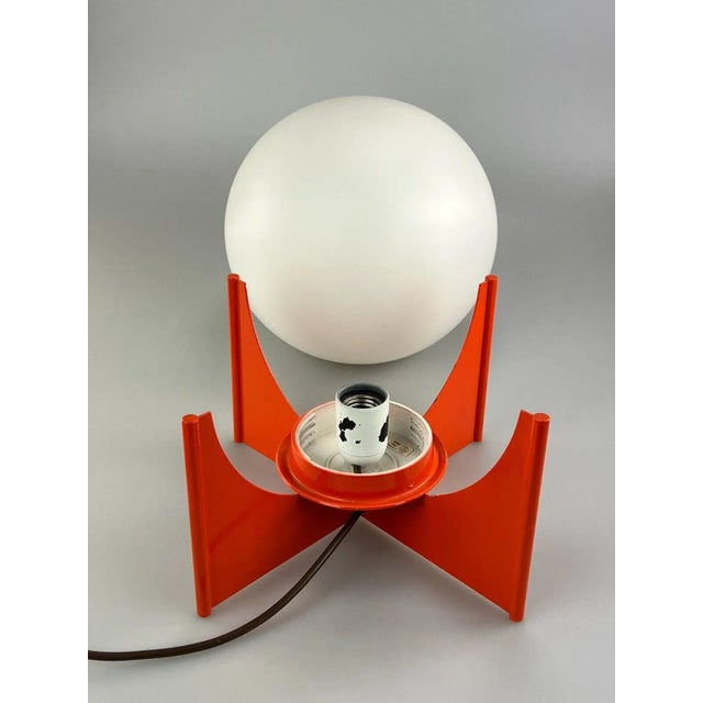 Mid-Century Modern Space Age Glass & Metal Ball Table Lamp, 1970s For Sale - Image 3 of 13