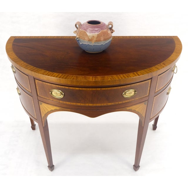 Wood Baker Banded Inlayed Demi Lune Federal Sideboards MINT! For Sale - Image 7 of 18