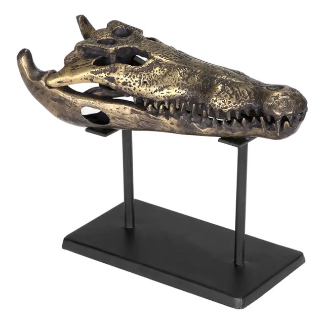 NOIR Brass Alligator On Stand, Small For Sale