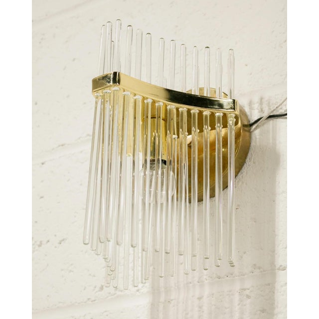 Glass Mid 20th Century Brass and Glass Italian Sconce For Sale - Image 7 of 7