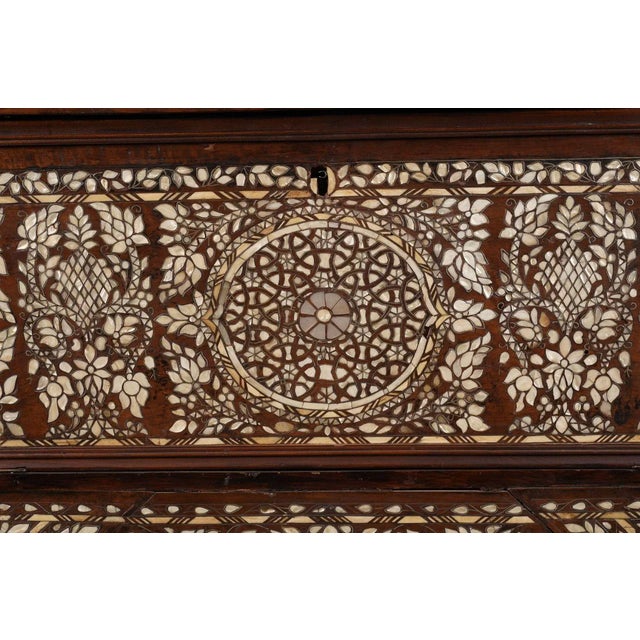 Antique Mother of Pearl Inlay Wedding Trunk For Sale - Image 10 of 13