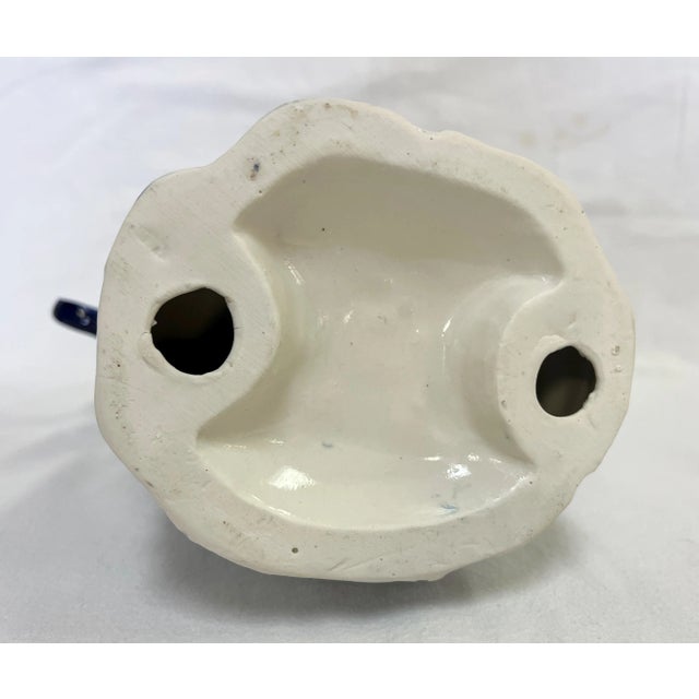 Vintage Blue and White Porcelain Asian Figurine Carrying Baskets For Sale - Image 12 of 13