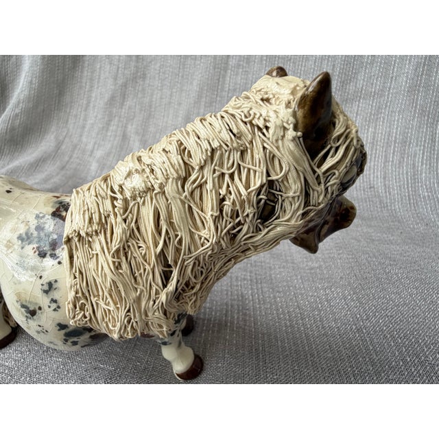 Boho Chic Vintage Cheval Ceramics Appaloosa Pony Figure Spaghetti Effect Mane For Sale - Image 3 of 17