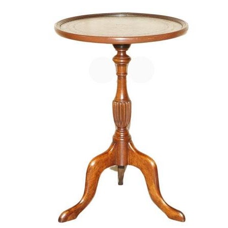 Vintage Hardwood Heritage Green Leather Wine Table, 1930s For Sale - Image 16 of 16