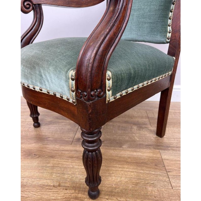 Wood Antique French Style Armchair in Walnut For Sale - Image 7 of 16