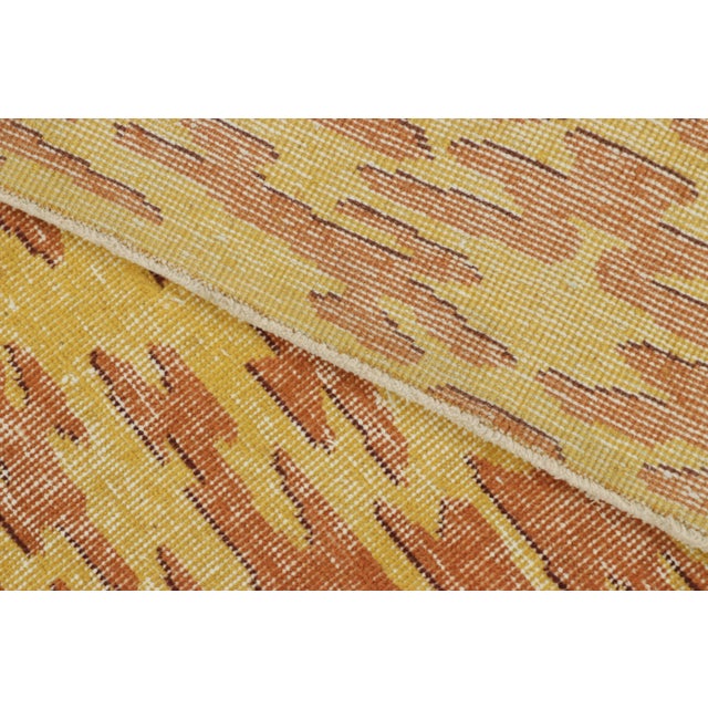 Textile Vintage Turkish Rug in Gold With Rust Abstract Patterns - Rug & Kilim For Sale - Image 7 of 8