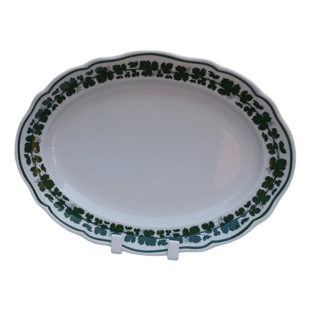 Vintage Oval Porcelain Serving Platter in Vine Leaves Pattern from Meissen, 1960s For Sale