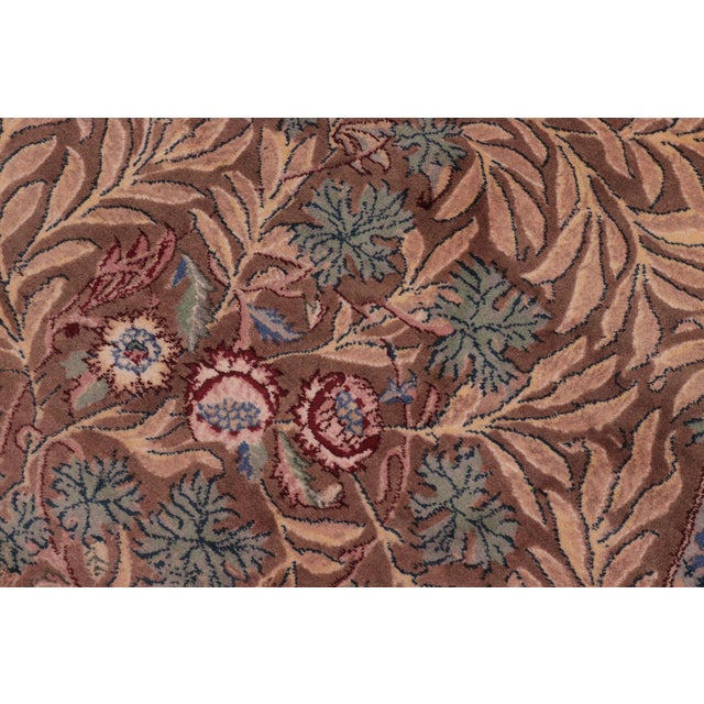 Art Nouveau Boho Chic Floral 1990's Pak-Persian Brown/Green Wool Round Rug - 8'0'' X 8'1'' For Sale - Image 3 of 9