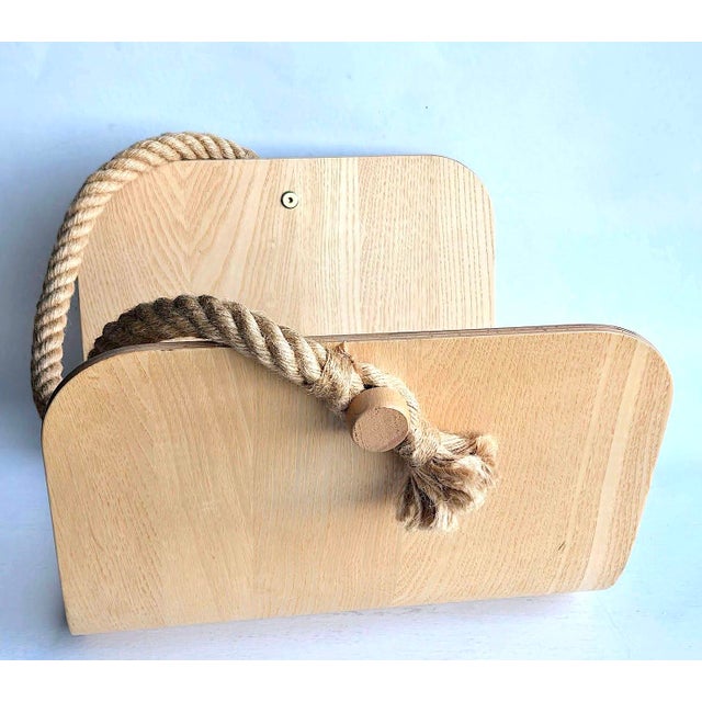 Mid-Century Modern Ash Veneer Bentwood & Rope "Värmer" Fire Wood or Magazine Basket For Sale - Image 3 of 13