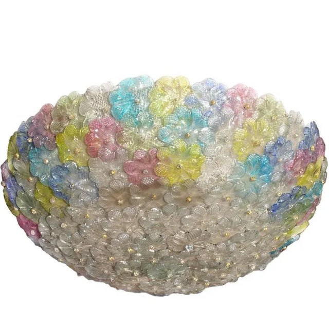 Multi-Color Murano Flower Glass Ceiling Light from Barovier & Toso, 1950s For Sale - Image 14 of 14