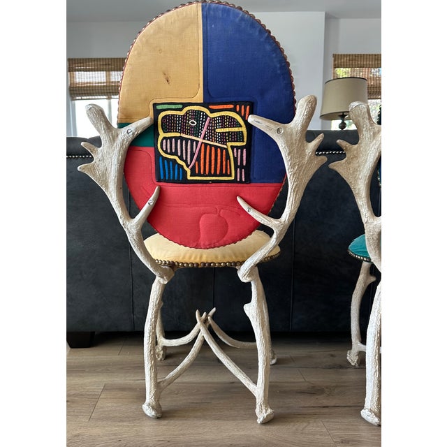 Arthur Court Set of 4 Vintage Arthur Court Faux-Antler Dining Chairs – Cast Aluminum For Sale - Image 4 of 9