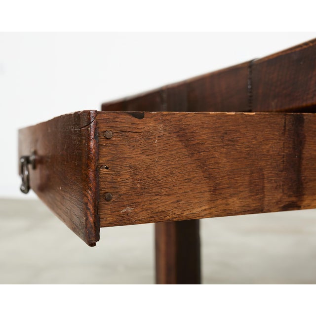 Wood 19th Century Country French Oak Farmhouse Trestle Table 9.5 Ft For Sale - Image 7 of 18