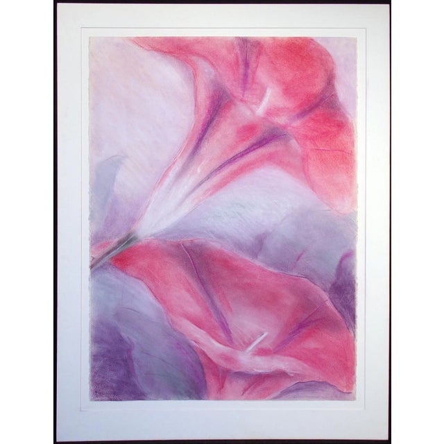 1982 Abstract Botanical Matted Diptych Pastel Drawings by Nancy Denison - a Pair For Sale - Image 4 of 9
